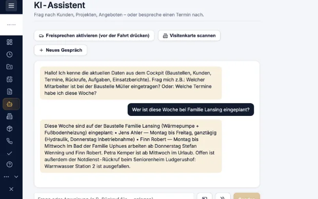 KI-Assistent in Kravex beantwortet Fragen zum Betrieb